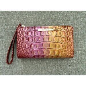 Brahmin Corie Croc Embossed Leather Wristlet Grapefruit Ombré
